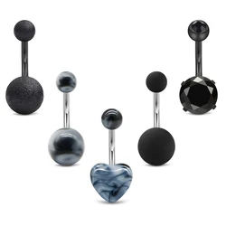 1Pcs Belly Button Rings Stainless Steel 14G CZ Navel Rings 3/8