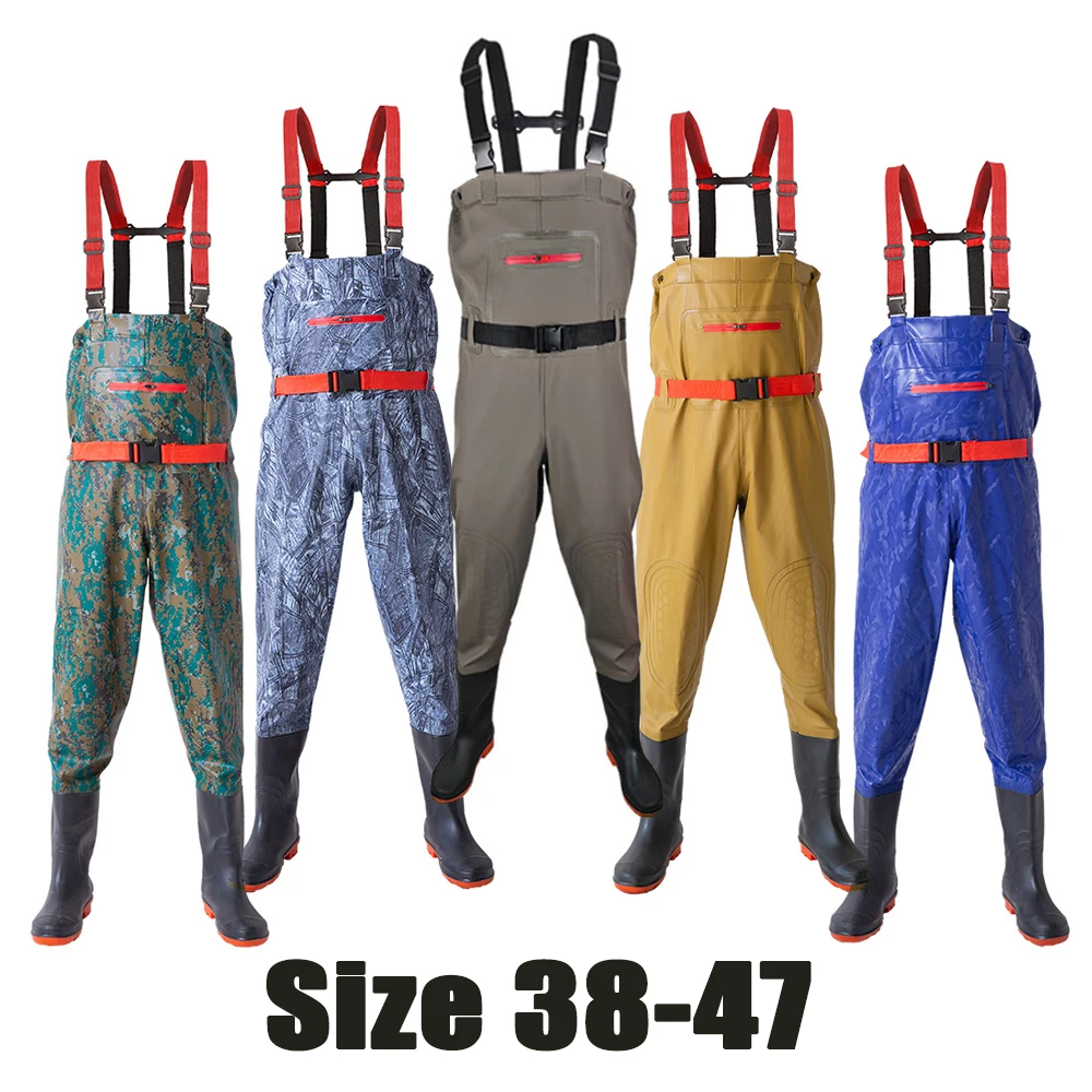 

2025 Thickened Rain Pants Water Pants Half-body One-piece Fishing Waders Waterproof Clothes Water Shoes Boots Hunting Overalls