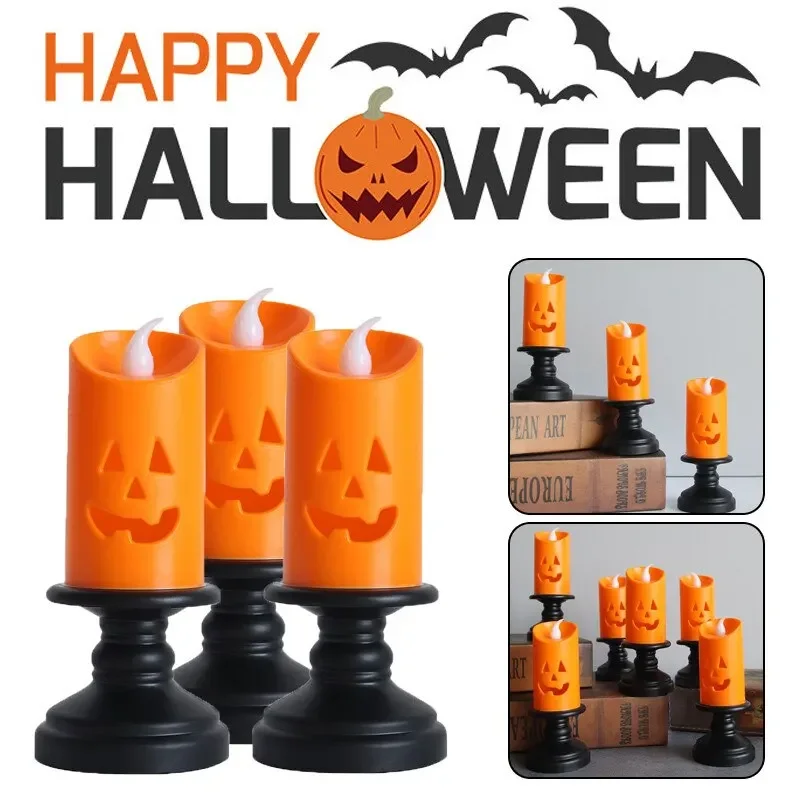 

Halloween Candle Light LED Candlestick Lamp Ornaments Props Happy Halloween Party Props Pumpkin Candle Light Colorful Decoration