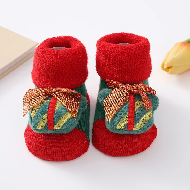 Christmas Baby Socks Newborn Boys Girls Autumn Winter Anti Slip Socks Infant Newborn Soft Cotton Floor Sock Cartoon Shoes