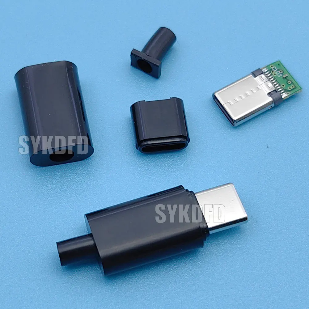 5-10Pcs  USB 3.1 24 Pin Type-C Male 5 Solder Joints For Mobile Phone Fast Charging 3A C TO C Solder Pad Repair DIY Data Plug