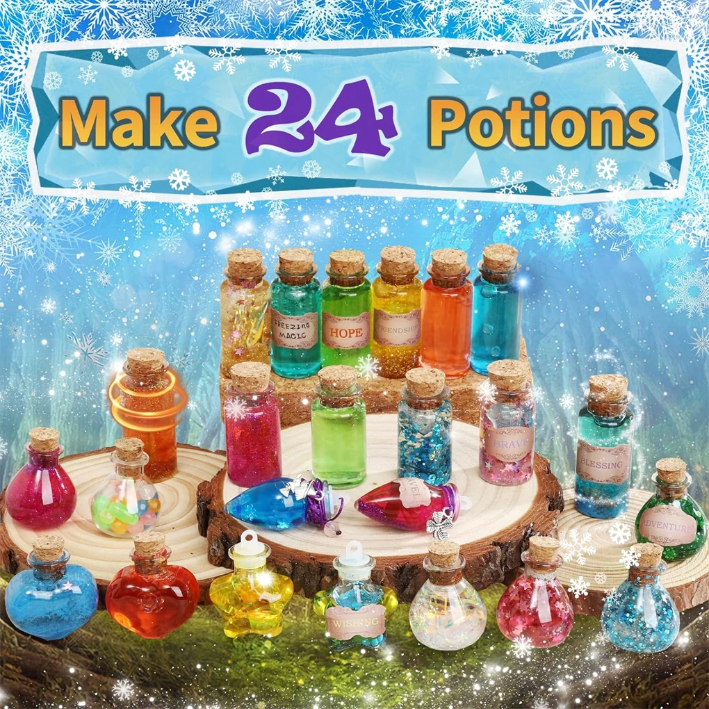 24 sztuki Fairy Magic Kit DIY 22 mikstoli do dekoracji świątecznych, kreatywna zabawka rzemieślnicza, zabawne magiczne mikstwy urodzinowe DIY Ręcznie robione zabawki
