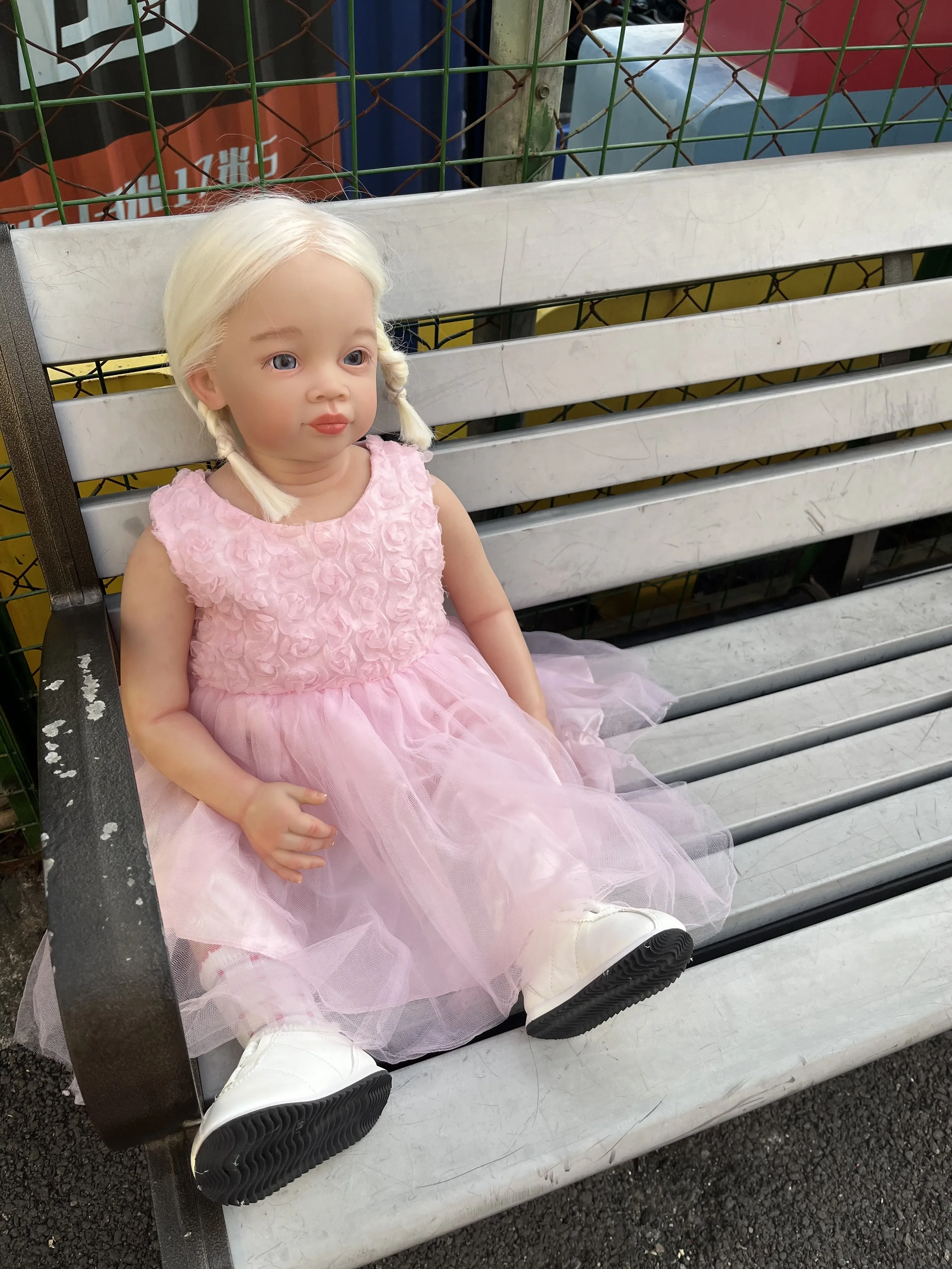 SINO-BB Customized Limited Supply 32inch Reborn Baby Meili With Hand-Rooted White Hair Already Finished Doll Real Photosl