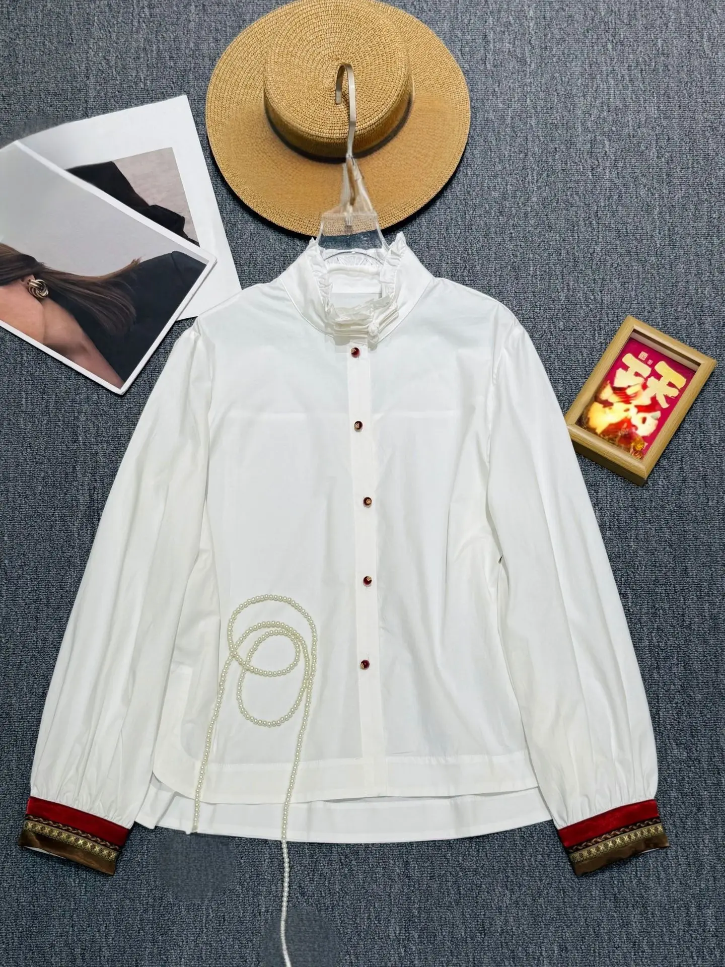 

Новый китайский воротник для торта Four Seasons, женский кружевной прямой хлопковый воротник с цветочным принтом, длинный свеч, дышащий, модный