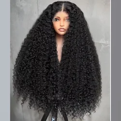 High density PrePlucked Lace Front Wigs 26inch Kinky Curly Synthetic Deep Water Wave For Black Women With Baby Hair