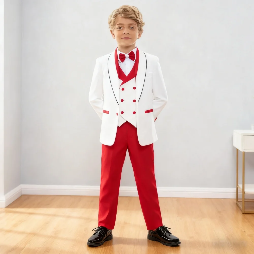

Vibrant Boy Child Wedding Suit Graduation Crisp Children's Suit Including Jacket Vest Pants Bow-tie Wedding Flower Boy