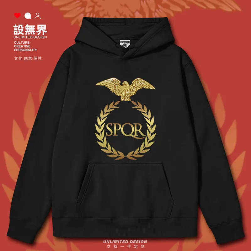 The SPQR Civilization Flag of the Roman Empire Legion symbolizes history mens hoodies long sleeve white autumn winter clothes