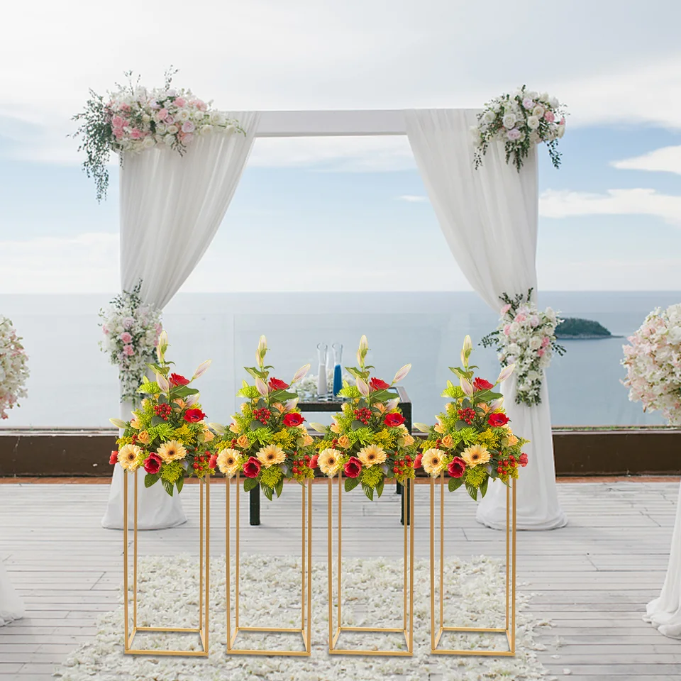 Elegant Gold Metal Flower Display Stand Set