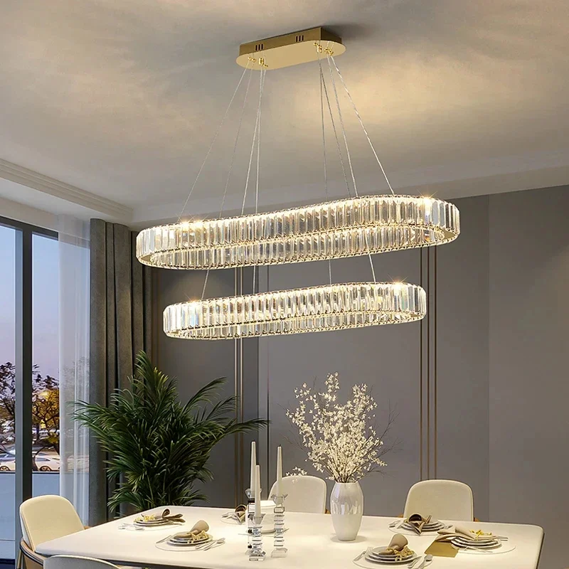 Luxury LED Pendant Light Modern Crystal Chandelier Living Dining Room Kitchen Ceiling Lamp Lustre Decor Indoor Bar Hang Fixture