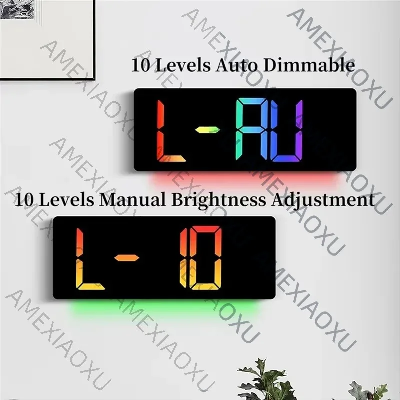 

AMEXIAOXU RGB Large Digital Wall Clock Timing Countdown Alarm Clock 12/24H LED Alarm Clock
