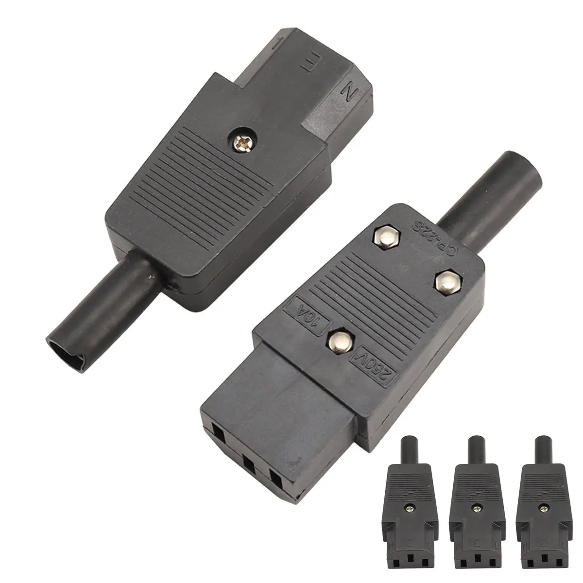 SCLS 5PCS IEC 320 C13 Female Plug Adapter 3pin Socket Power Cord Rewirable Connector