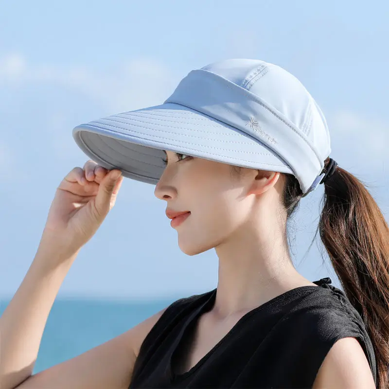 Women Summer Wide Brim Sun Hat UV Protection Face Neck Cover Detachable Open Top Cap For Cycling Hiking Gardening Tea Picking