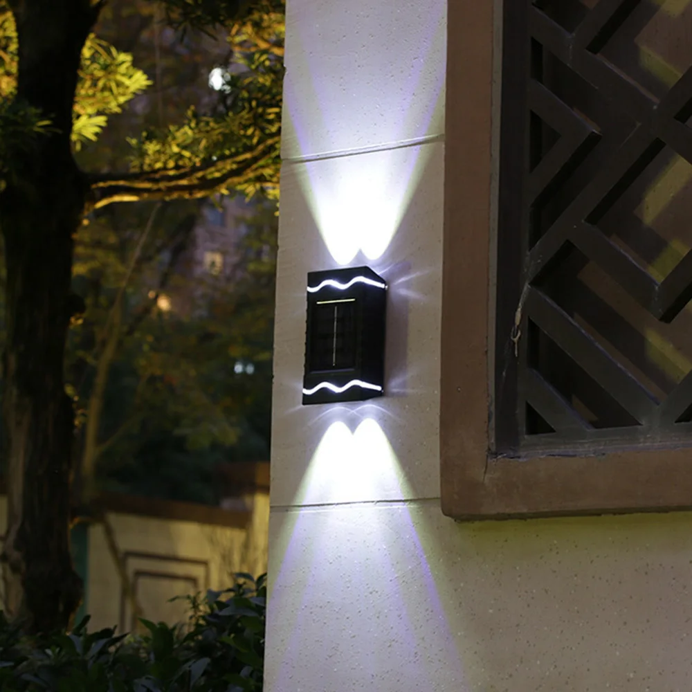 4LED Solar Light Waterproof Wall Lamp Outdoor Up And Down Luminous Lighting for Garden Street Landscape Balcony Decor