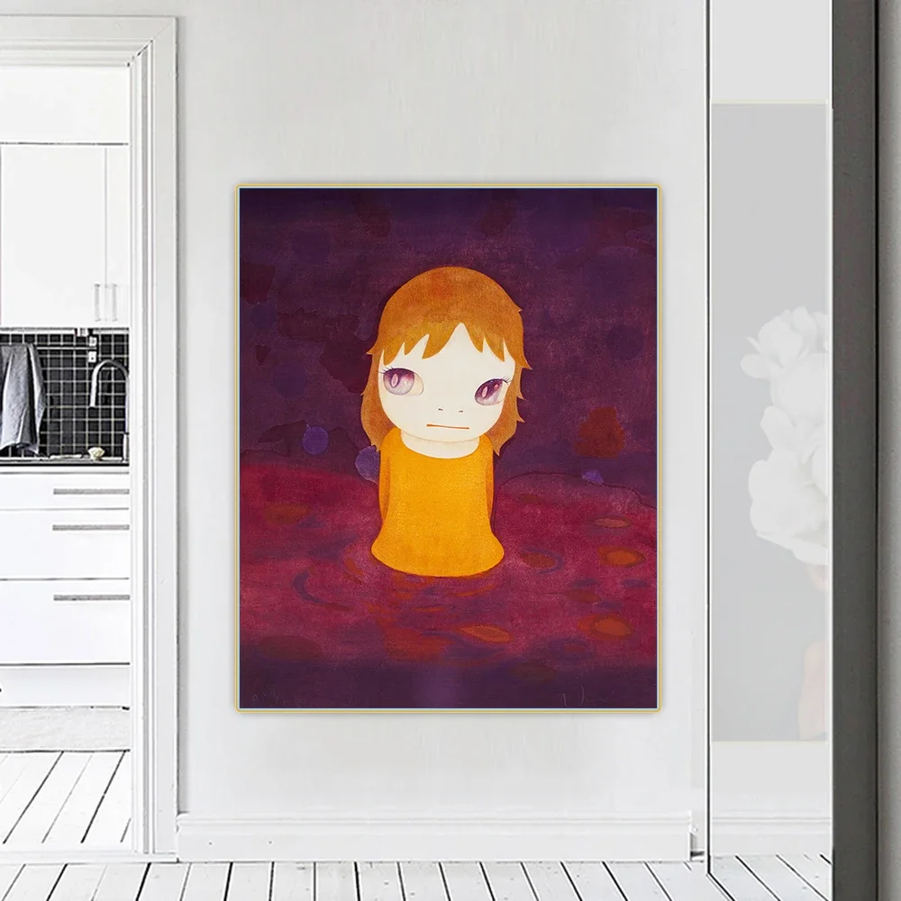 Yoshitomo Nara《After the Acid Rain.Night Version》Cartoon Japanese Canvas Painting Aesthetic Picture Wall Decor Home Decoration