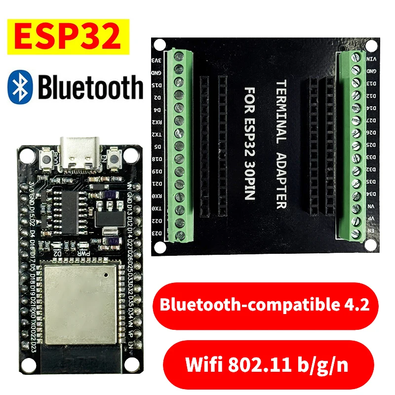 ESP-CH340C-32 ESP32-S DEVELOPMENT BOARD TYPE C ESP32 BLUETOOTH WIFI ESP32 NODEMCU BLUETOOTH MODULE + ESP 32 BREAKOUT BOARD 30PIN