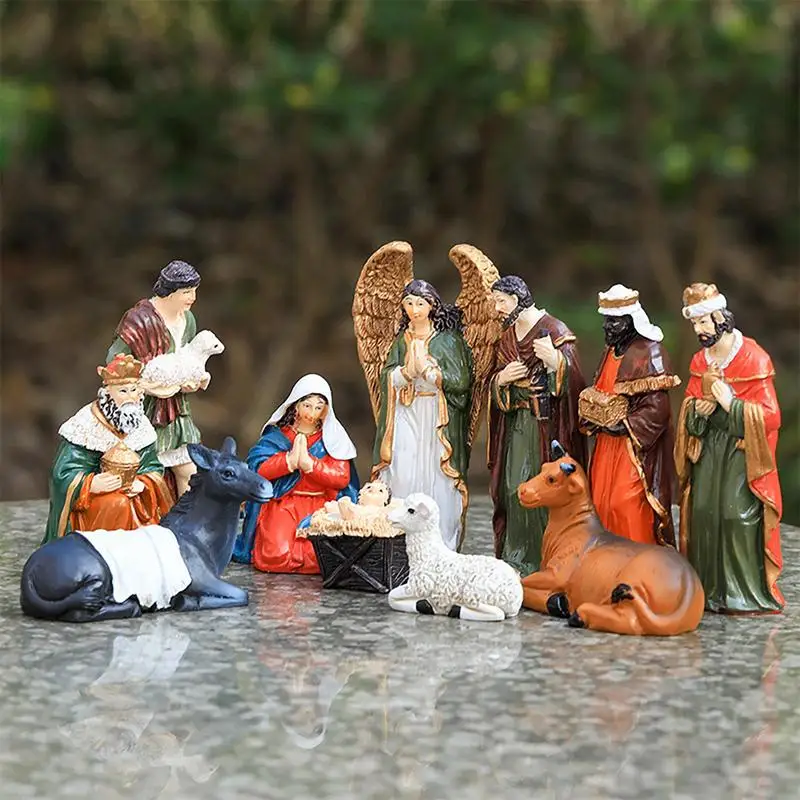 

Nativity Manger Set 11 Pieces Nativity Scene Sets Resin Nativity Figurines Manger Scene Religious Figurine Holy Family Crafts