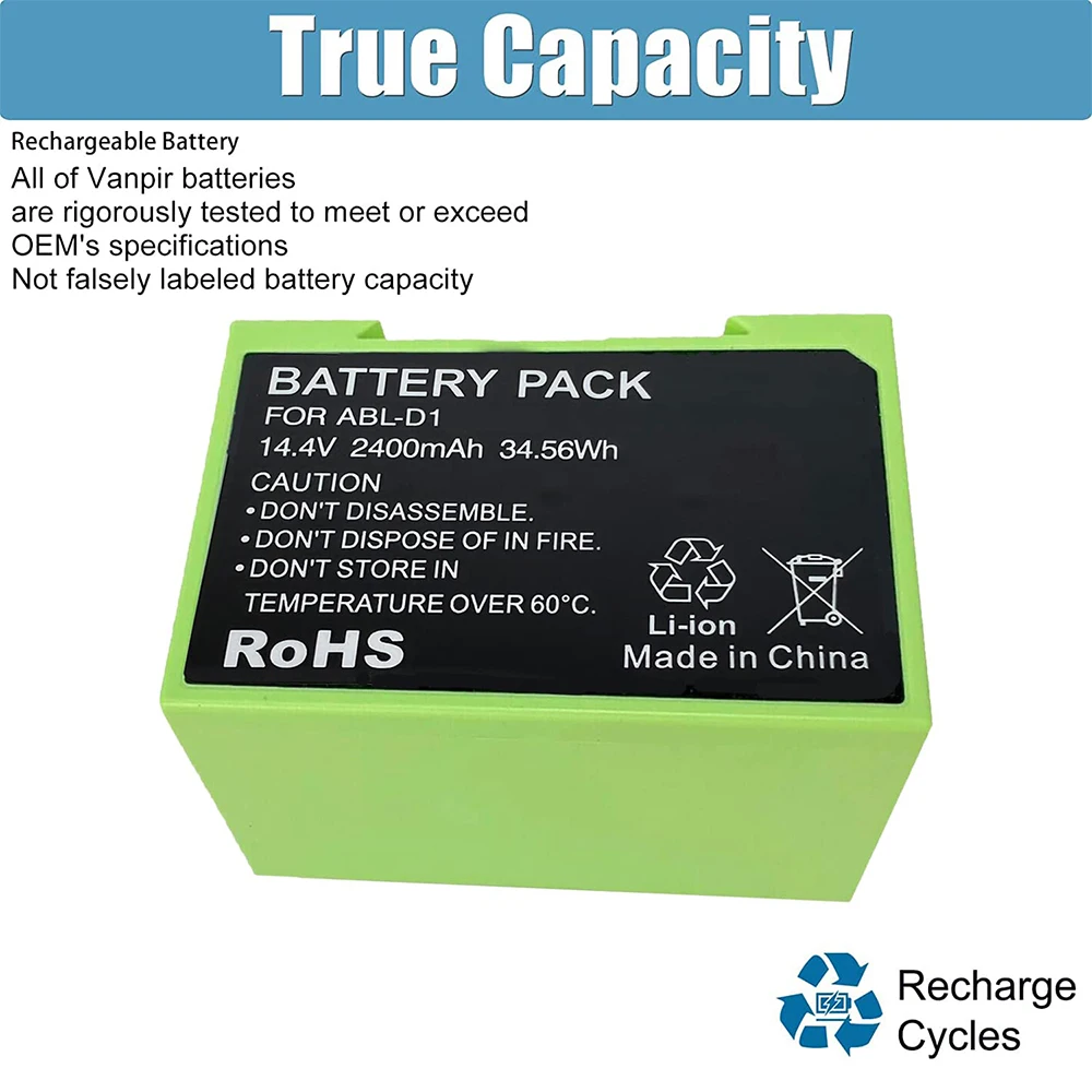 14.4V 2500Mah Cleaner Battery ABL-D1 para iRobot Roomba I Series e i7 i7 + i8 e5 7150 7550 e5150 e5152 4624864 ABL-D1