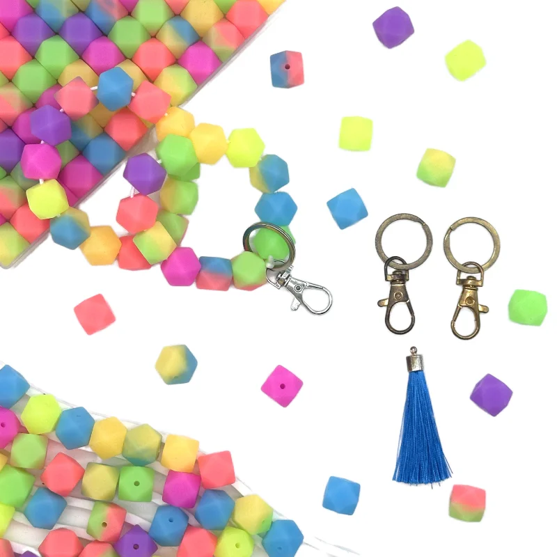 14mm 10/20pcs luminous hexagon silicone beads DIY necklaces Jewelry bracelets bag chains key chains car decoration chains beads