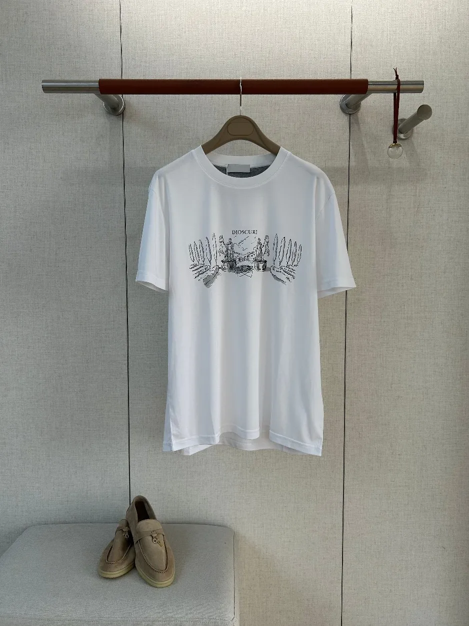 Mens Old Money Style High Count Long Staple Cotton Classical Manor Printed Breathable Draping Skin Friendly Short Sleeve T Shi