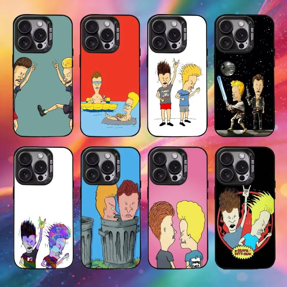 

B-Beavis A-And Butthead Phone Case For iPhone17, 16,15,14,13,12 Pro Max Black Candy Matte Shockproof Cover
