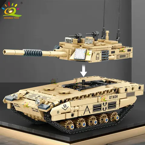 HUIQIBAO RC WW2 Militär Tank Byggstenar Set för Barn Fjärrstyrda Armétegelstenar Leksak Stad Byggstenar Barn Present 8 best sales Lego RC-stridsvagn - №3