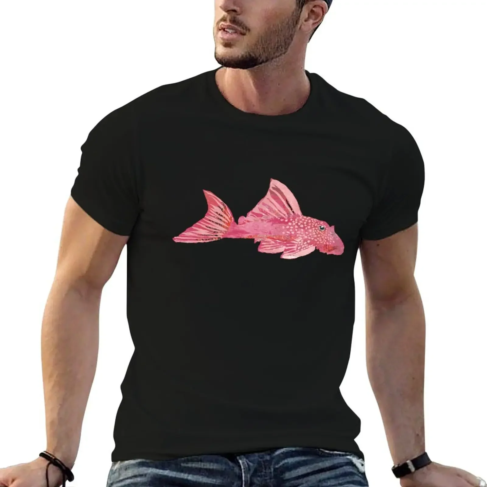 Pink Pleco Fish T-Shirt plain Aesthetic clothing summer tops blacks mens tall t shirts