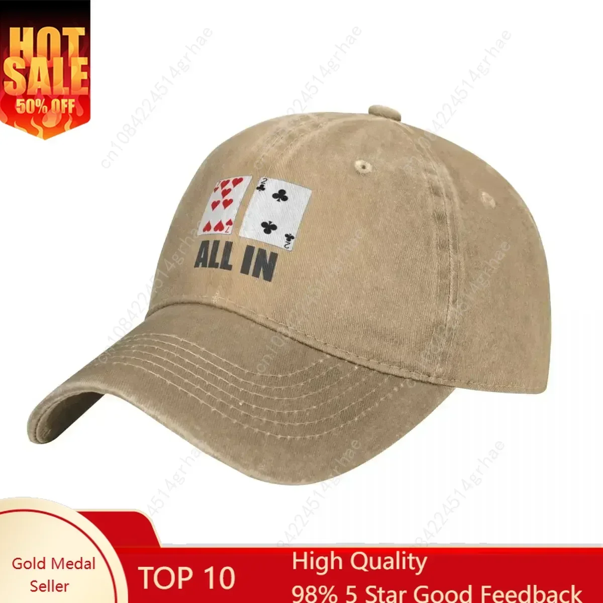 

Poker Baseball Cap All in 7 2 Men Design Trucker Hat Summer Retro Gym Sun-Proof Baseball Caps