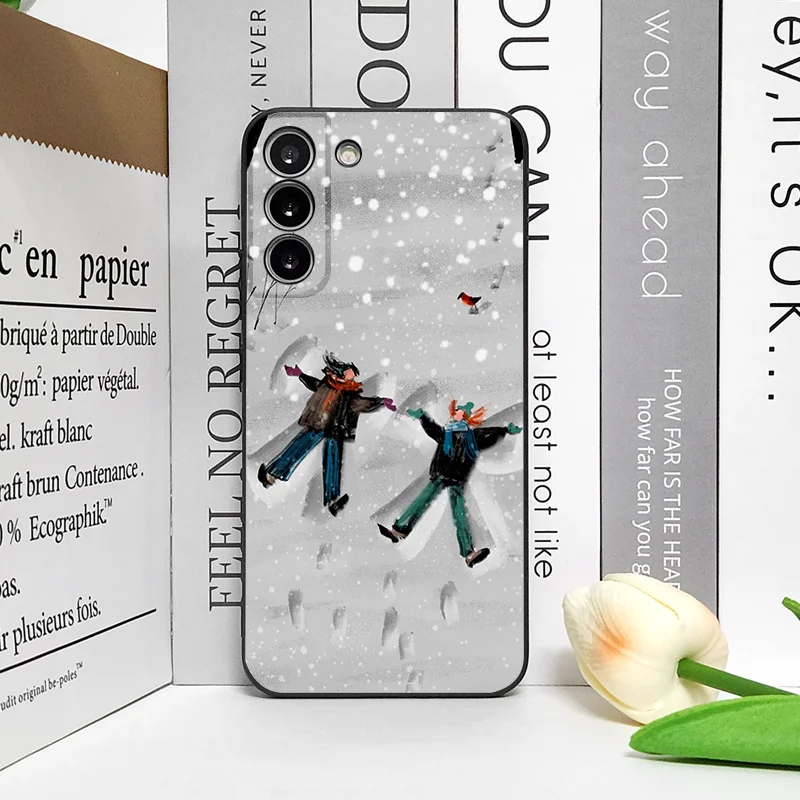 الكرتون الشتاء الثلوج مشهد زوجين قضية الهاتف لجوجل بكسل 10 9A 8 A 7A 6 A 7 PRO 8 9 Pro XL 4G 5G للصدمات لينة غطاء Y2K