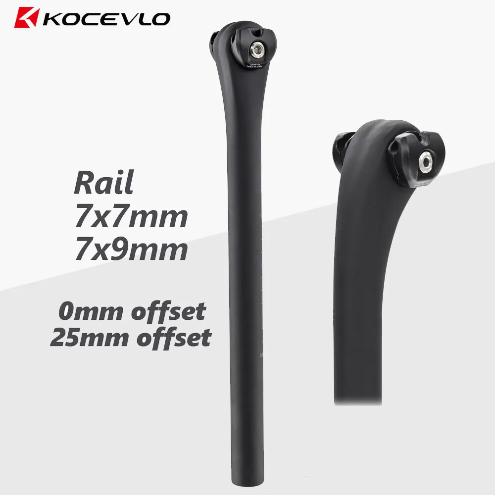 

KOCEVLO Bicycle Seat Posts Carbon Road Seatpost 27.2mm for 7x7 Or 7x9mm Rail Road Bike Seatpost