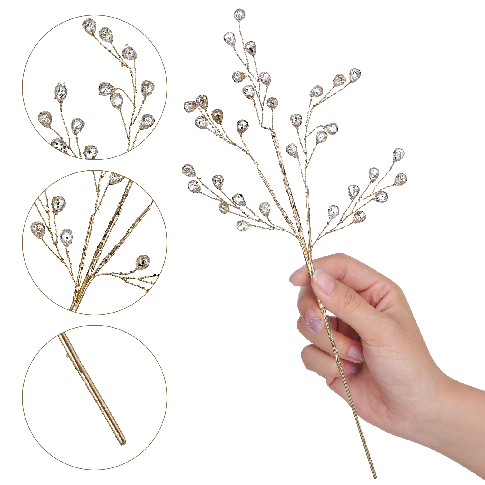 2 قطعة سيقان الاكريليك عيد الميلاد الاصطناعي التوت يختار زينة عيد الميلاد ينبع الأزهار الشكر محور ريفي زهرية ديكور