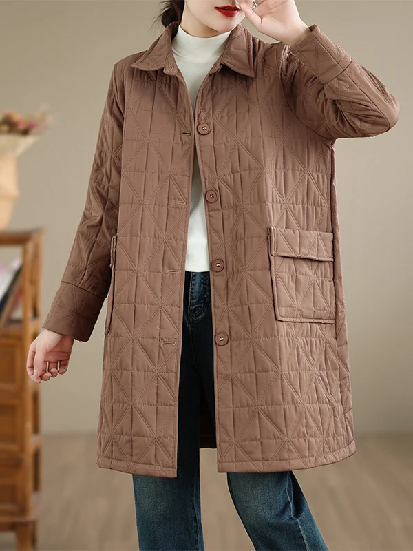 

Authentic Warm Cotton Jaet Women's Loose Sle Autumn Winter Faionable Mid-Length Polyester Filled Coat Collar Singl...