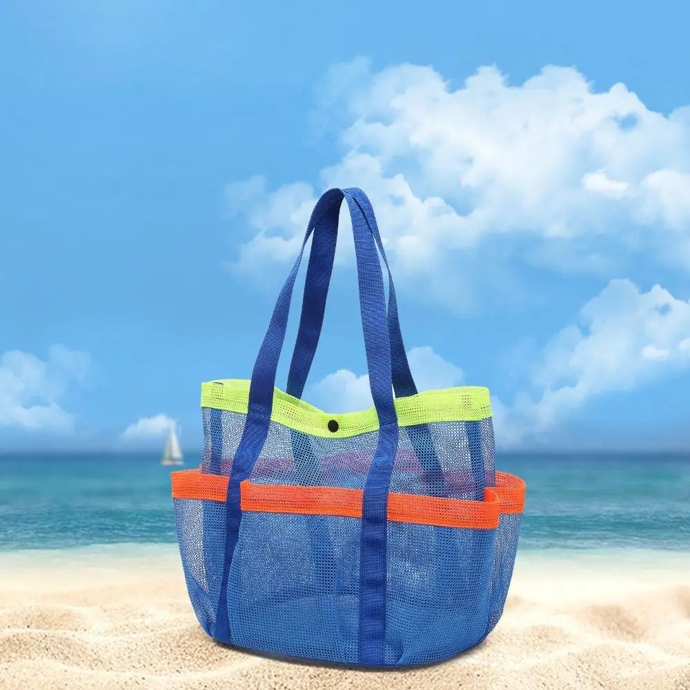 Breathable Mesh Beach Storage Bag Large Capacity Foldable Sand Toys Collector Portable Quick Dry Swimming Handbag Travel