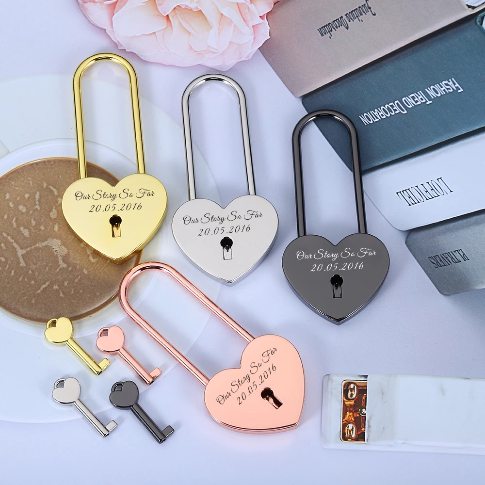 Personalized Name Large Padlock Engagement Love Lock for Her Wedding Anniversary Valentine\'s Day Gift Engraved Heart Lock Bridge