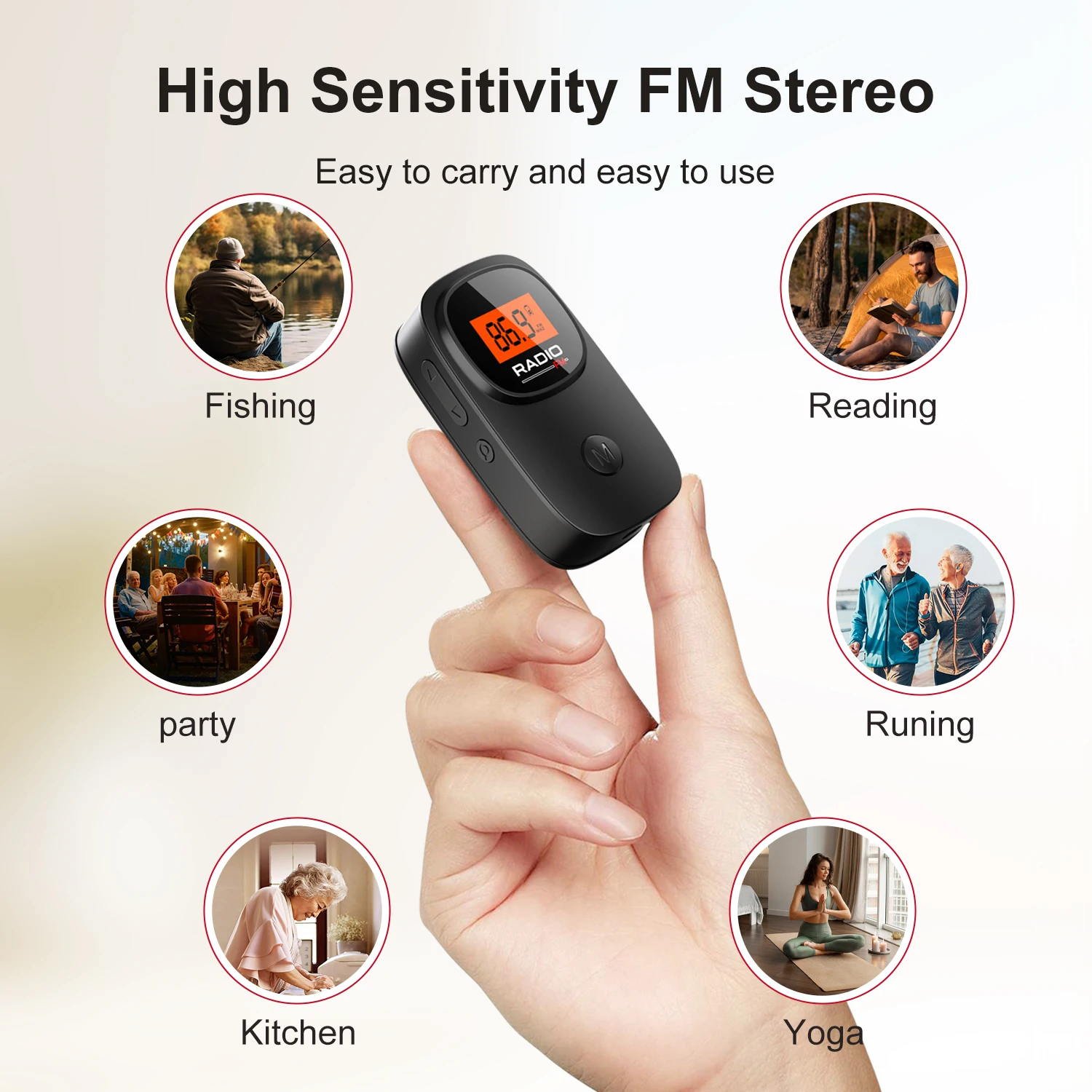 Pocket FM Radio - Digital Tuning, Crystal Clear Reception, 6 Presets | Long Playtime AAA Battery | Perfect for Walking, Jogging,