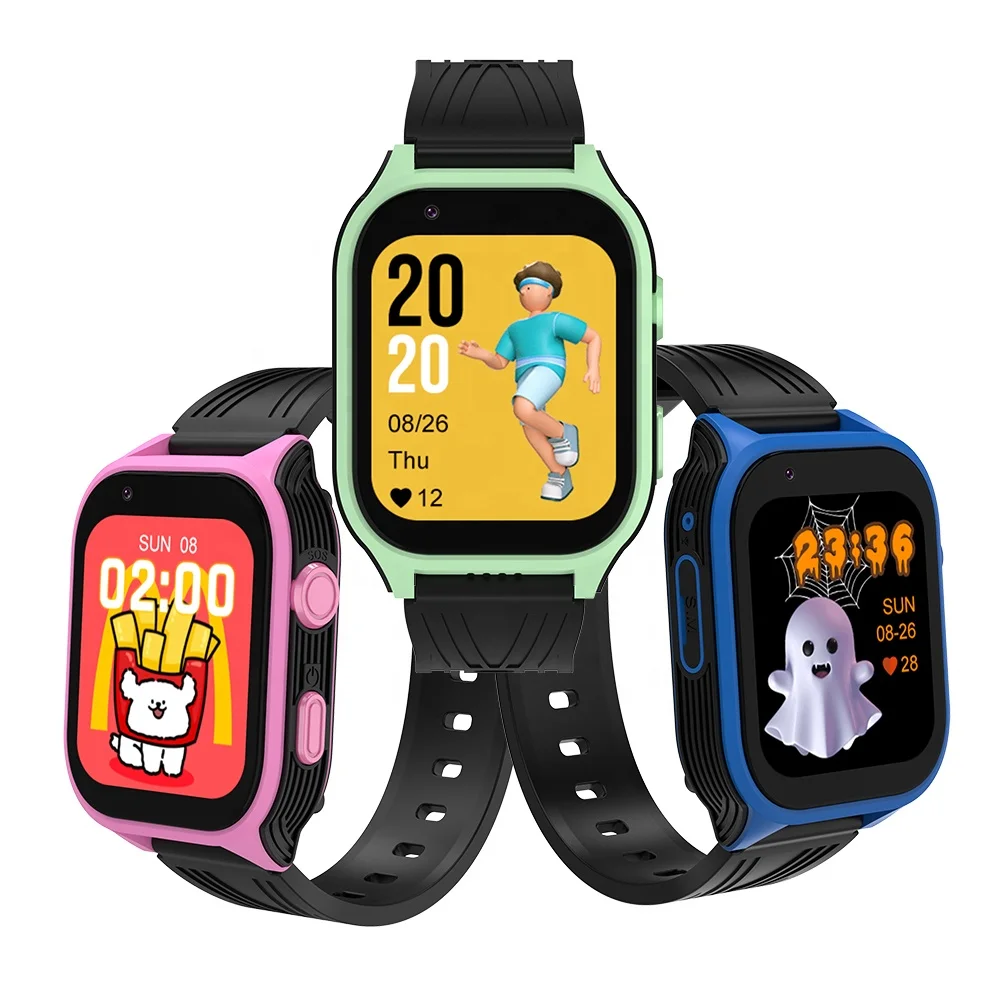 

2025 Green Glow 4G SIM Card Children Smartwatch Phone Android 800 Mah Gps Digital Camera Video Call WIFI Kids Smart Watch 2025