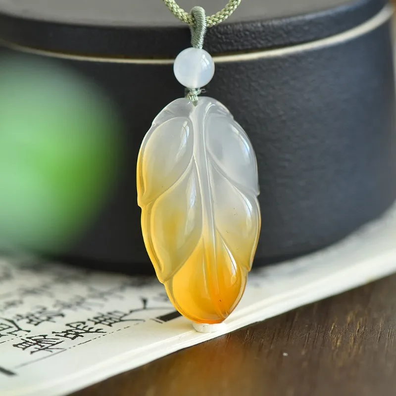 

Изысканный модный игривый кулон в виде листьев халцедона, классическое модное универсальное ожерелье, ювелирные изделия