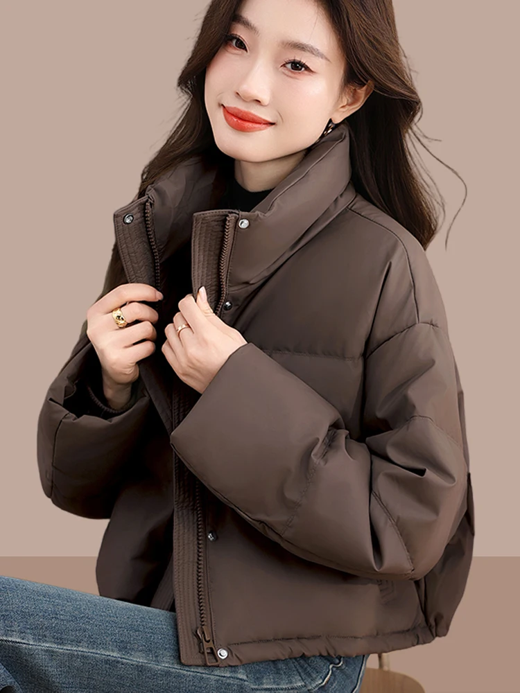 

Зимняя утепленная хлопковая куртка для женщин: модное пальто прямого кроя, теплое, для повседневной носки, с элементами из полиэфирного волокна