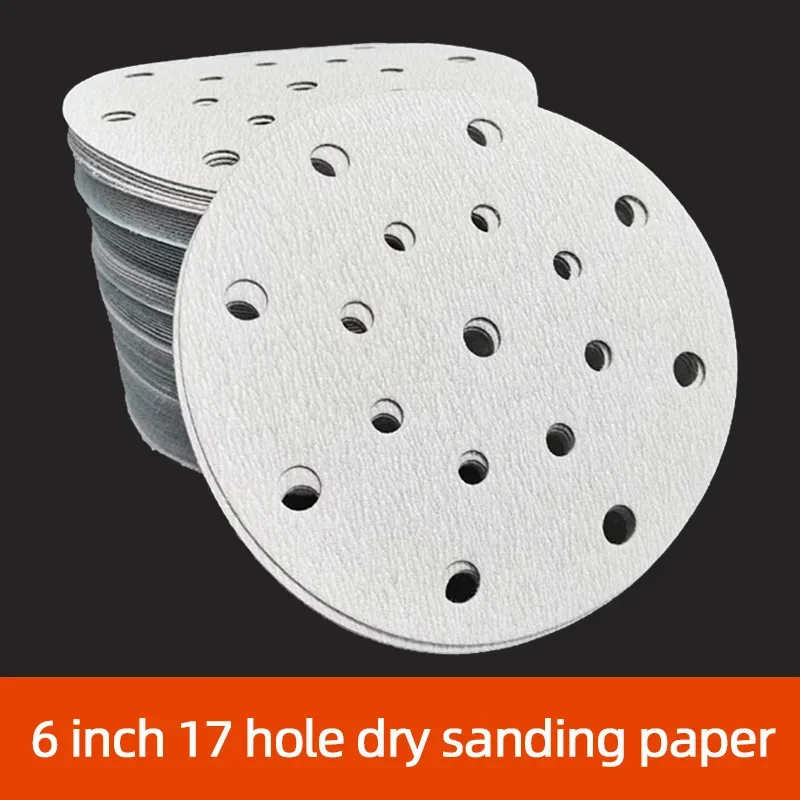 

6 Inch 17 Hole Rounded Dry abrasive Paper Self-adhesive Flocking Polishing Car Putty Furniture Hardware Sand Skin