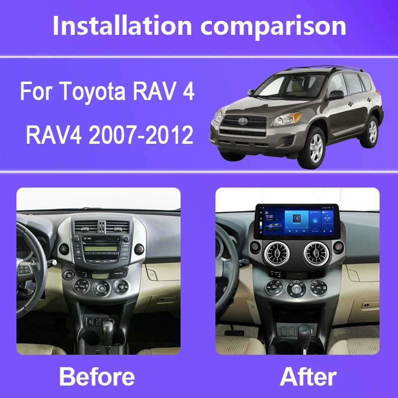 For Toyota RAV4 RAV 4 2007-2012 Android 12.0 Octa Core 8+256G 12.3 inch Car Multimedia Player Stereo Receiver Radio