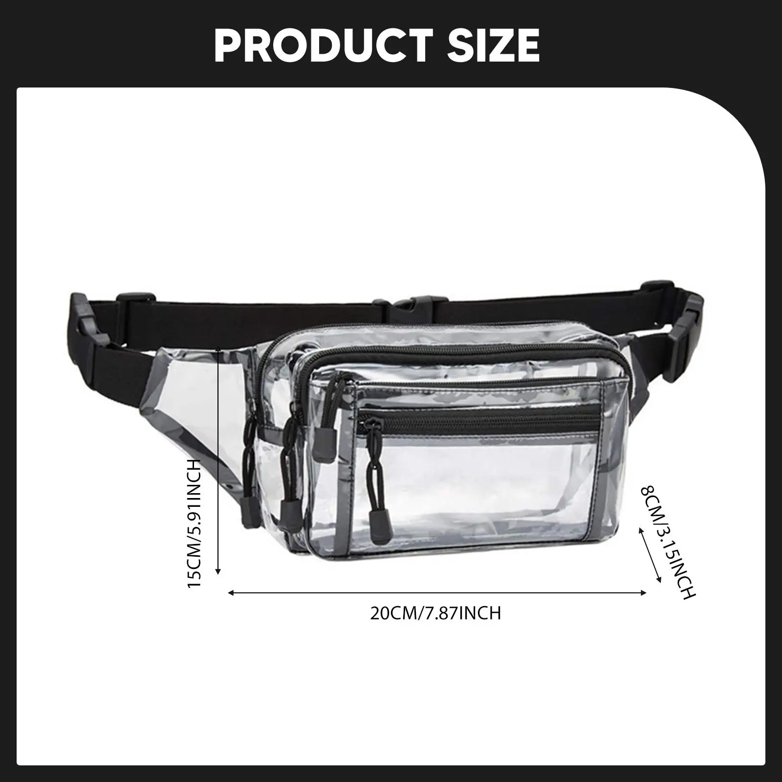 حقيبة تخزين شفافة من Fanny Pack، حقيبة خصر لتشغيل الألعاب الرياضية والسفر #6