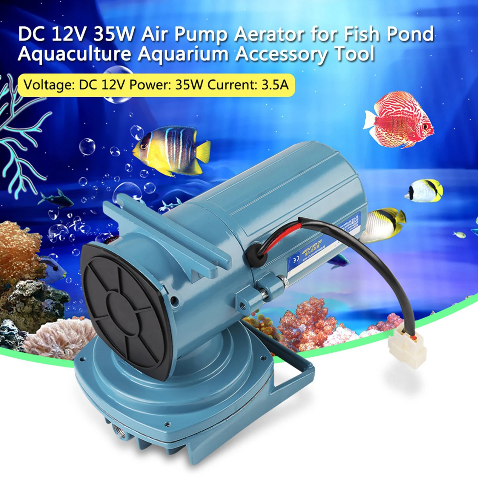 

12V 35W High Airflow Aquarium Pond Aerator Pump, 68L/min Oxygenation for Fish Transport & Aquaculture