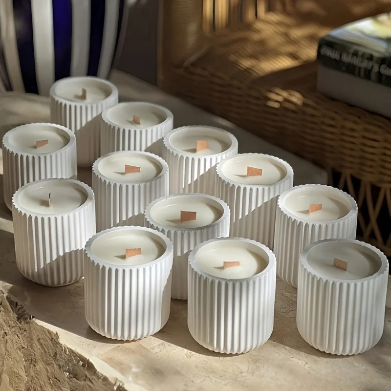 Striped Candle Cup Silicone Mold DIY Gypsum Concrete Jewelry Storage Jar Home Decoration Ornament Resin Mold Handicrafts Casting