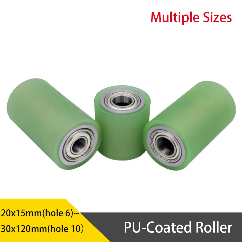 1Pcs Hole Dia 6mm10mm Outer Dia 20/25/30mm Polyurethane Coated Bearing Roller  PU Unpowered Wear‑Resistant Caster Wheel L15-120