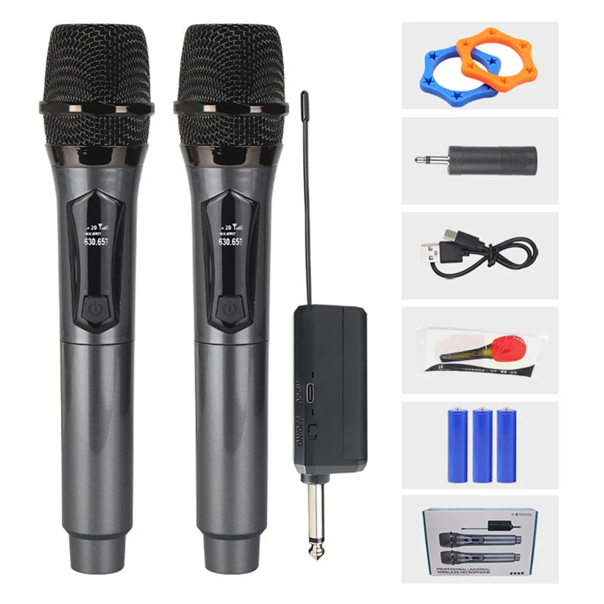 

Popular Wireless Microphone 2 Channels UHF Fixed Frequency Handheld Mic Micphone for Party Professional Show Meeting