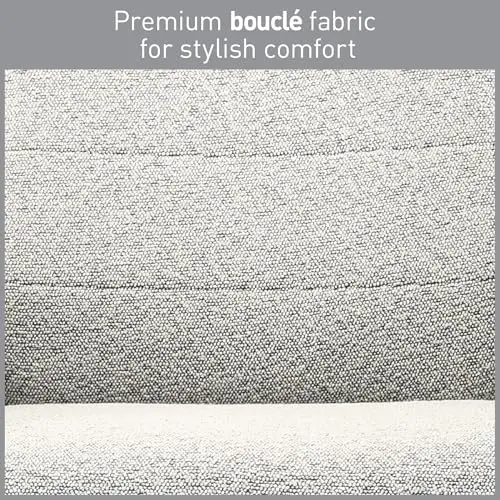 كرسي مكتب تنفيذي عالي الظهر من قماش Pizan Bouclé مريح حديث، رملي فاتح/نيكل مصقول، متوافق مع BIFMA #3