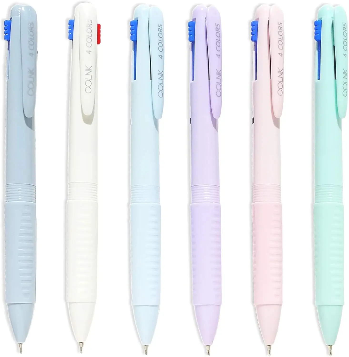 

4-in-1 Multicolor Ballpoint Pen Set, Fine Point 0.5mm, 6 Pack, Assorted Ink for Journaling & Planning