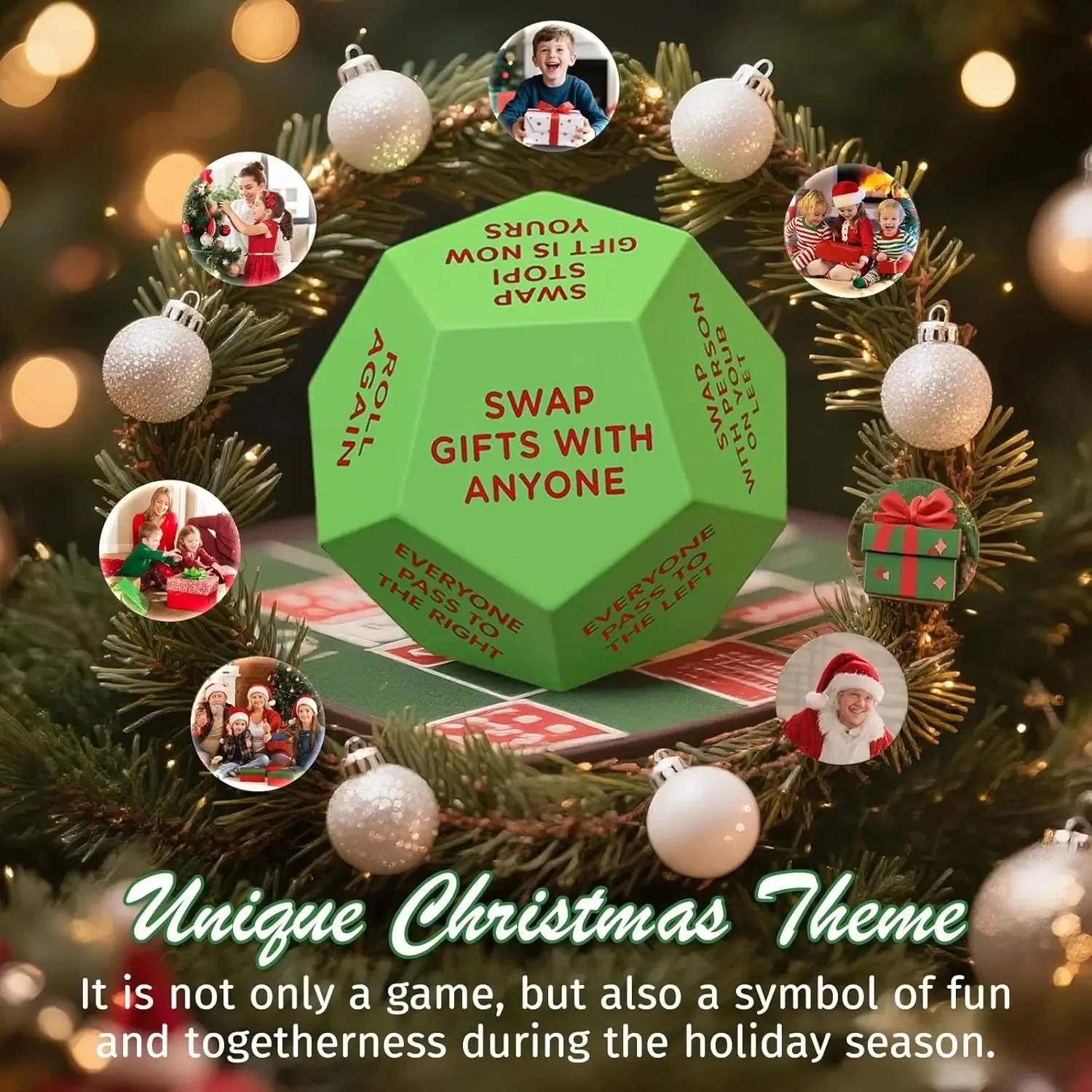 Xmas Gift Exchange Dice | 3x3in Party Game | Stocking Filler for All | Fun Birthday & Christmas Present