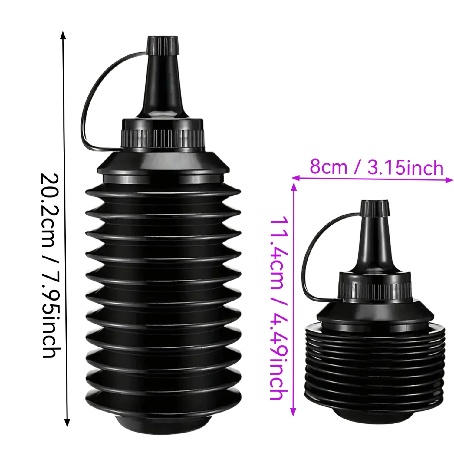 1 collapsible storage bottle, used for storing reagents in the darkroom, completely opaque, with a capacity of 600 milliliters.