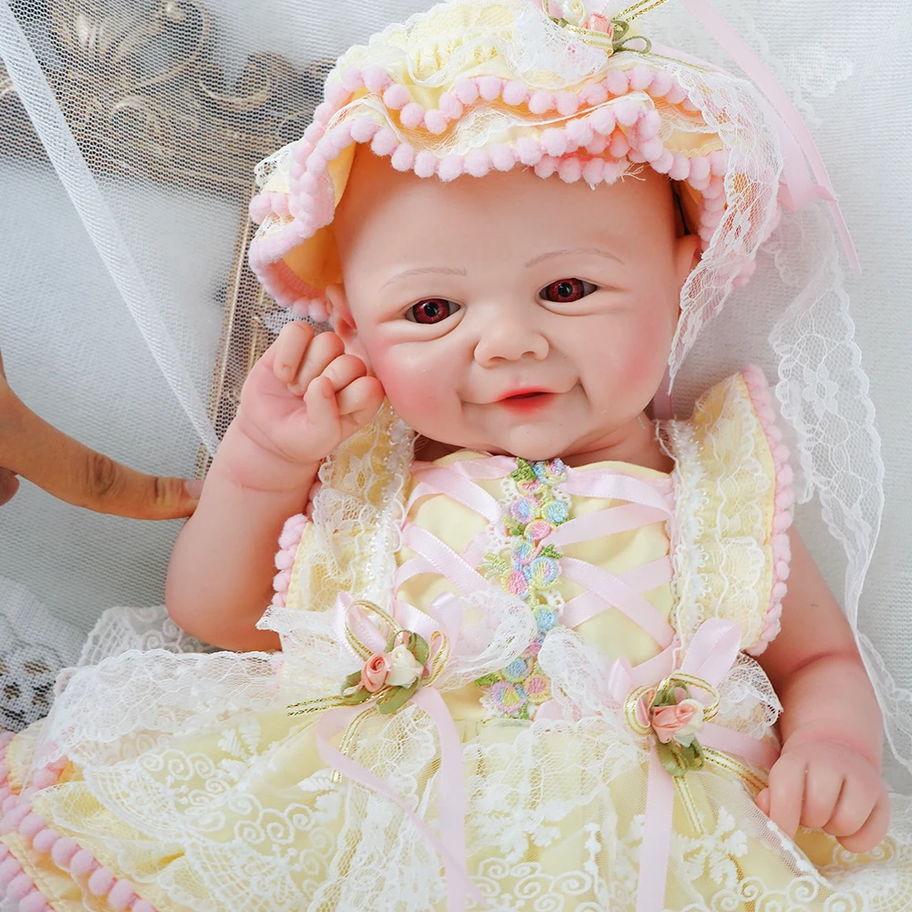 Zagrożona dziewczynka 43 cm, realistyczna lalka reborn z pełnego ciała silikonu, miękka, ręcznie robiona lalka noworodka dla kolekcjonera, prezent.