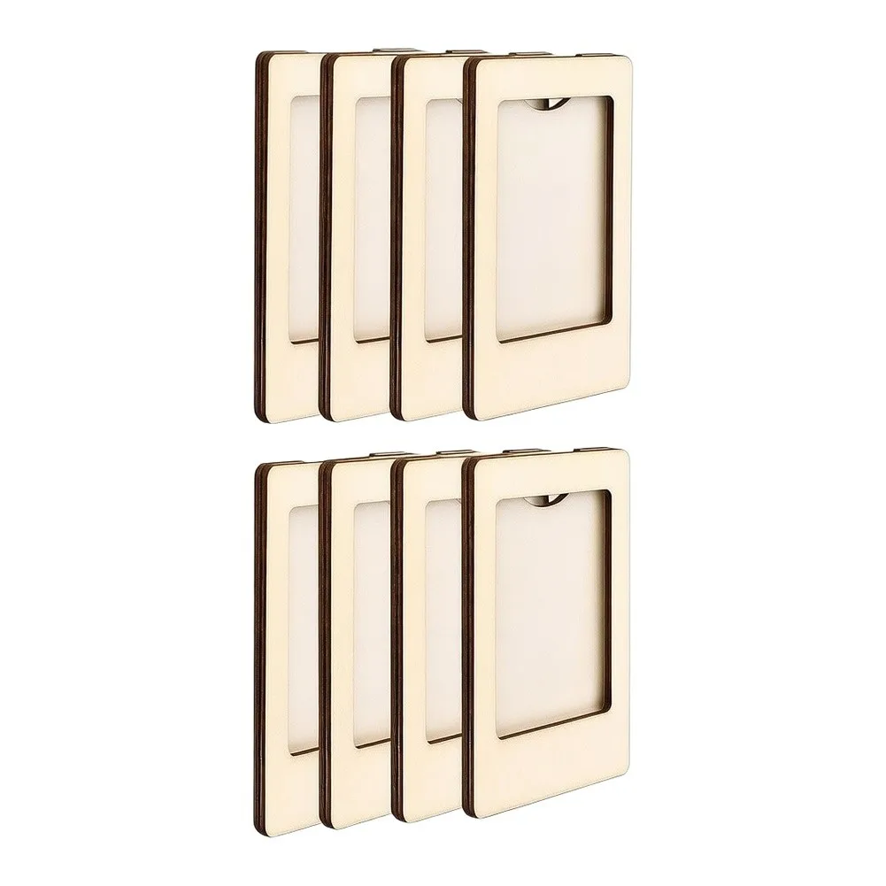 8 Piece Wooden Picture Frames Unpainted with Magnetic Back for Crafting Photo Cards and Small Memorabilia Display